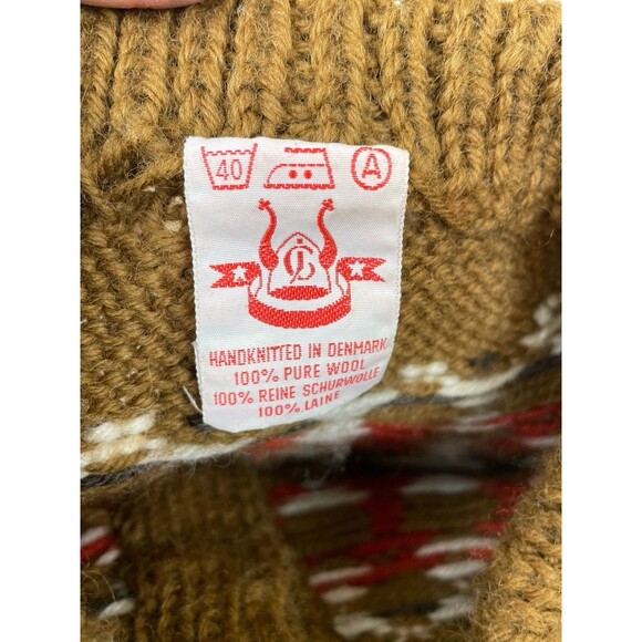 Vtg CJ Viking Womens Cardigan Sz L Hand-Knit Wool Fair Isle Scandinavian Denmark - Picture 11 of 11